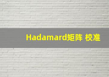 Hadamard矩阵 校准